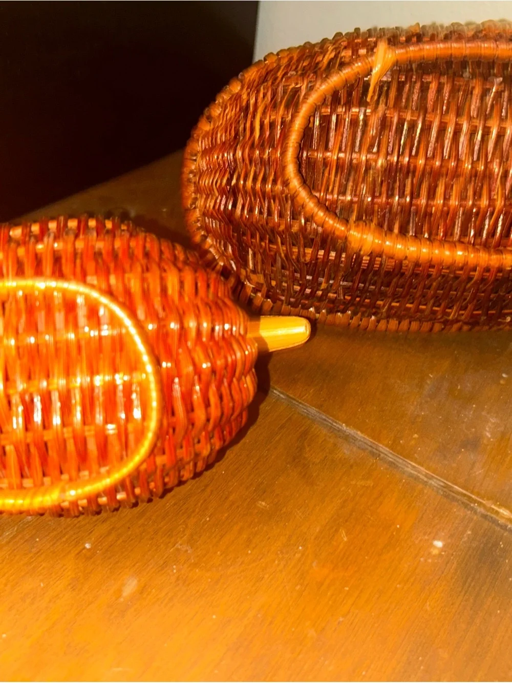 Handwoven Brown Wicker Duck Basket Set - Decorative Home Accent